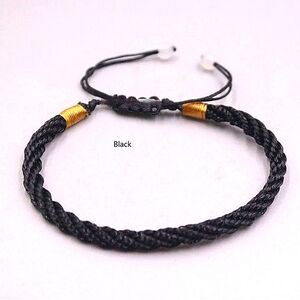 New Black Rope Thick String Bracelet -  Adjustable Bracelet